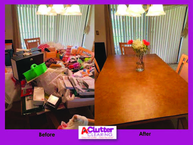 Before and After kitchen table declutter - A+ Clutter Clearing